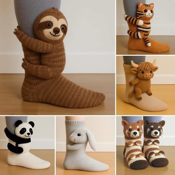 Animal Print Knitted Floor Socks | Cosy Anti-Slip Winter Socks | 15 Adorable Designs