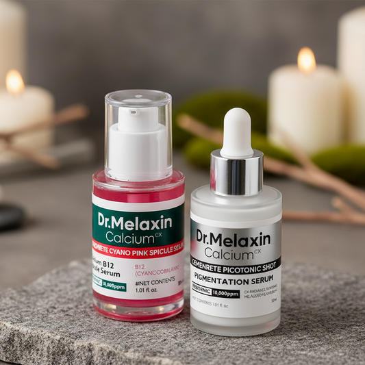 Close-up both serums in spa setting